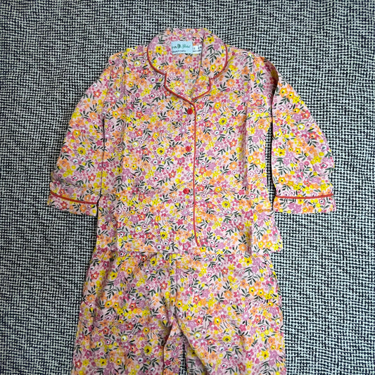 طقم لبس نوم بناتي قطن كم طويل Girls Cotton long sleeve pajama set