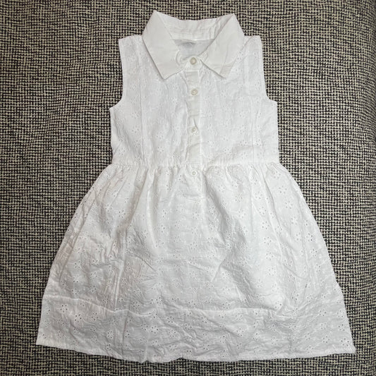 فستان صيفي آبيض بنمط مطرز للبنات Girls Summer Embroidered Pattern Dress, White