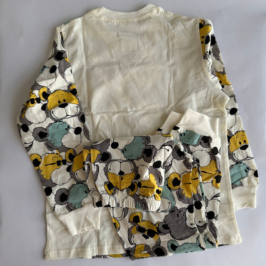 Bear print toddler boys casual pajama set طقم لبس نوم أولاد بطبعة دبدوب