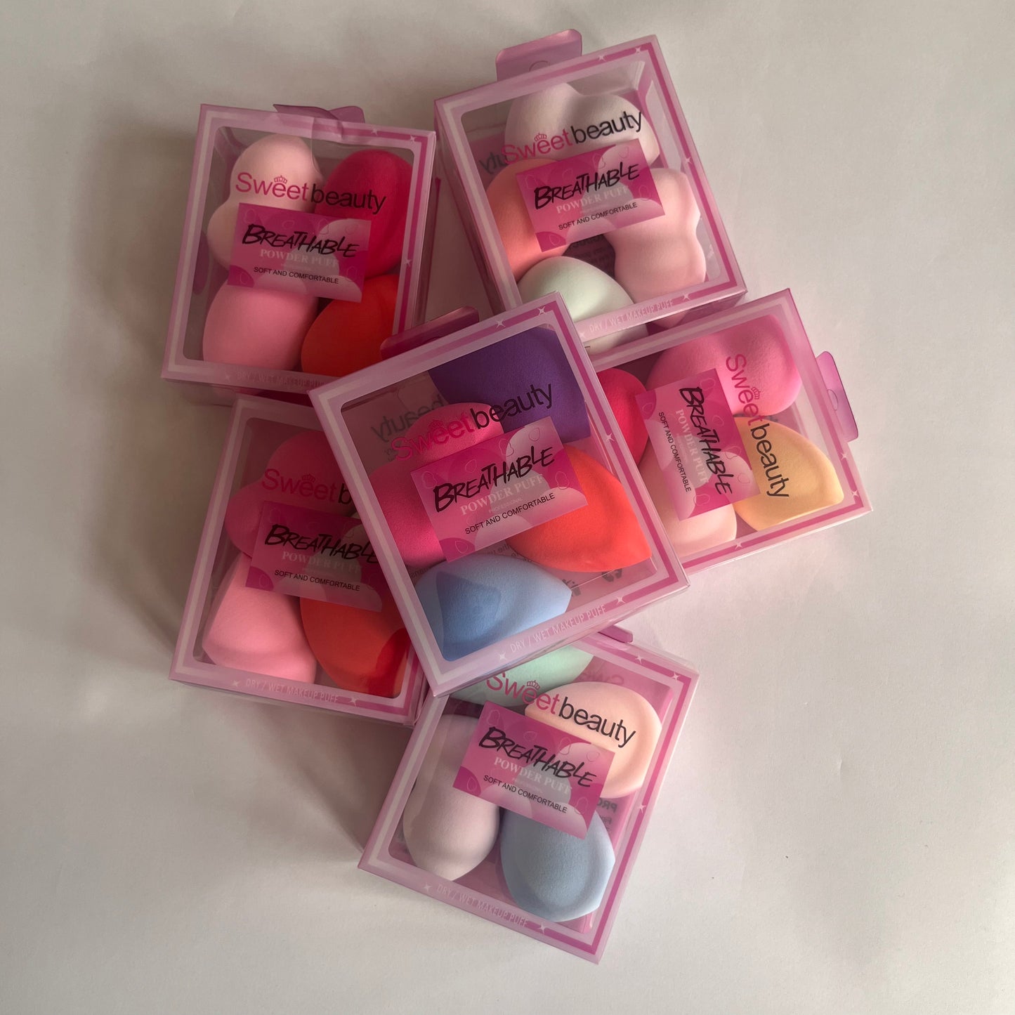 sweet beauty powder puff بيوتي بلندر مجموعة ٤ قطع