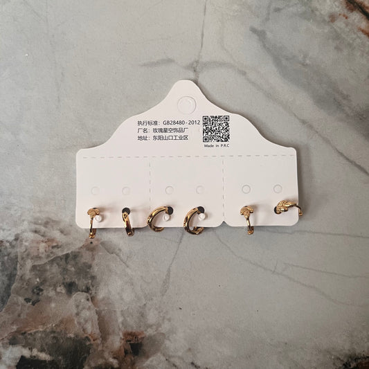 small women's earrings, 3 pairs أقراط نسائية أنيقة صغيرة جدا ٣ أزواج