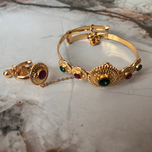 طقم بنجري أنيق ، قطعتين سوار وخاتم مطلي Elegant women's set bracelet and ring