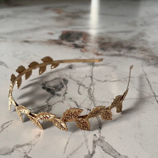 تاج أنيق ذهبي أوراق صغيرة Elegant small gold leafs headband