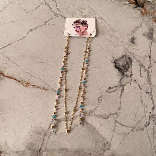 سلسلة نظارات بوهو-شيك بخرز قوس قزح - قلادة وسوار زجاجي متعدد الاستخدامات، حبل نظارات مضاد للانزلاق مع خرز صدفي ملون، مثالي لأزياء الصيف، سلسلة نظارات أنيقة|إكسسوار أزياء عرقي|إكسسوار نظارات أنيق