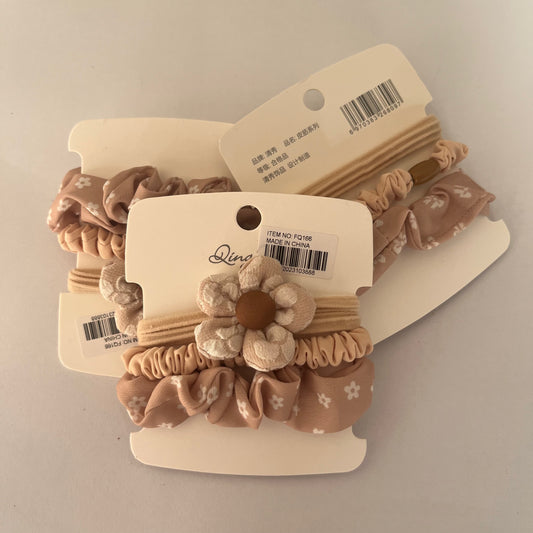 ربطات شعر صغيرة بيج  Beige Hair Ties 1 set, 3 pcs