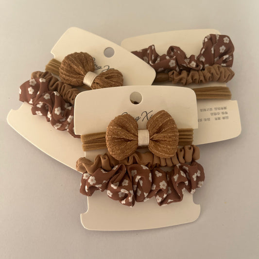 ربطات شعر صغيرة لون بني  Brown Hair Ties 1 set, 3 pcs