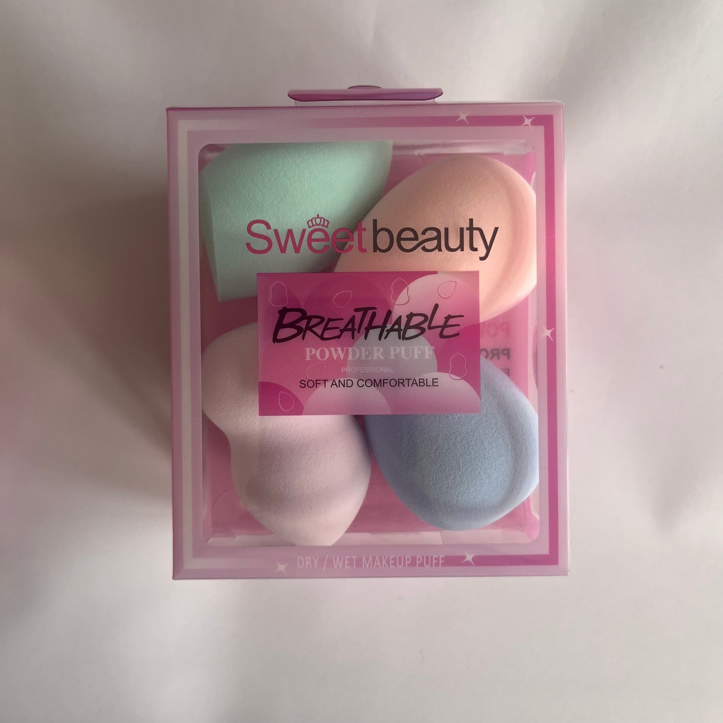 sweet beauty powder puff  بيوتي بلندر مجموعة ٤ قطع