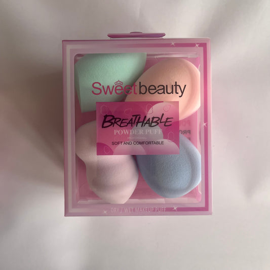 sweet beauty powder puff  بيوتي بلندر مجموعة ٤ قطع