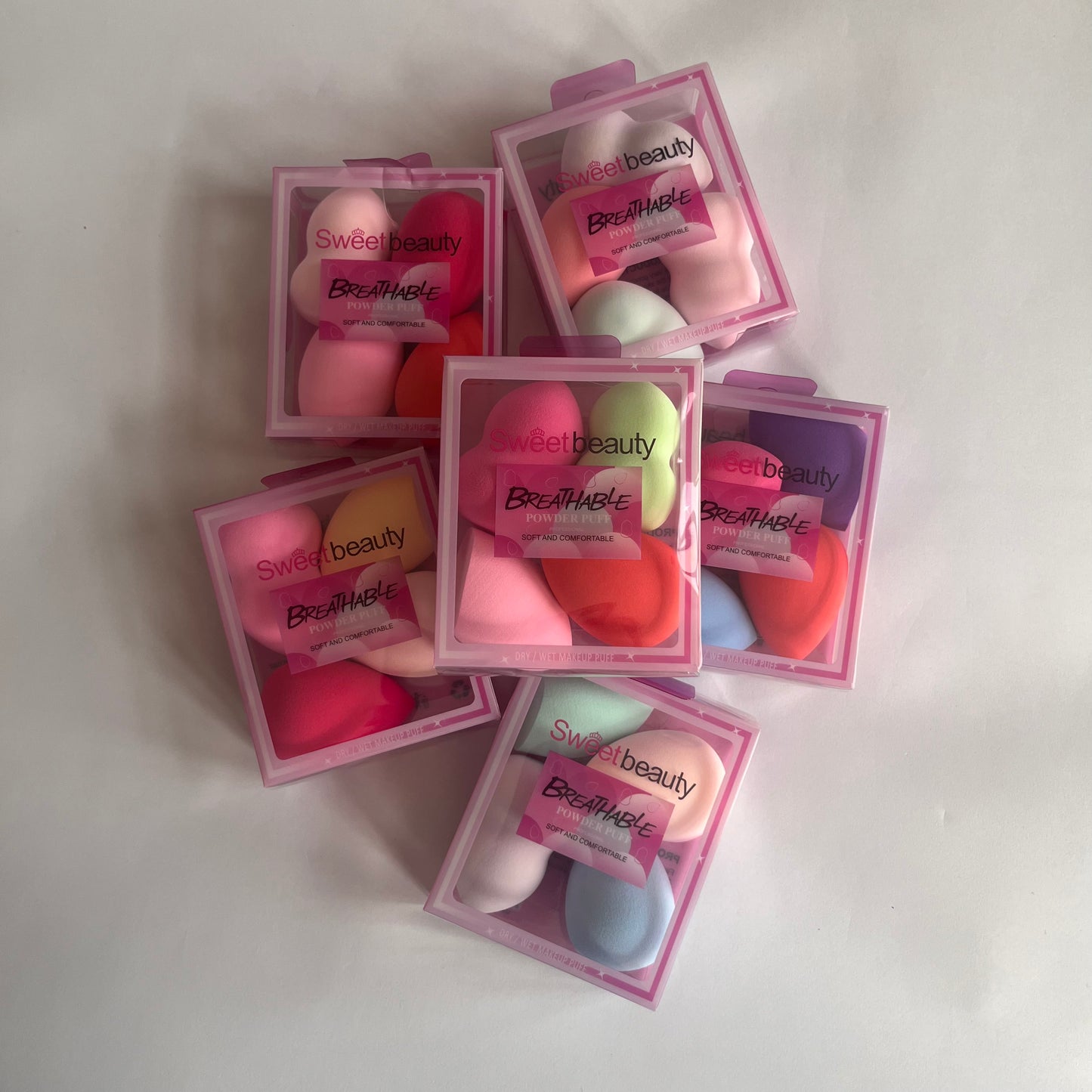 sweet beauty powder puff  بيوتي بلندر مجموعة ٤ قطع