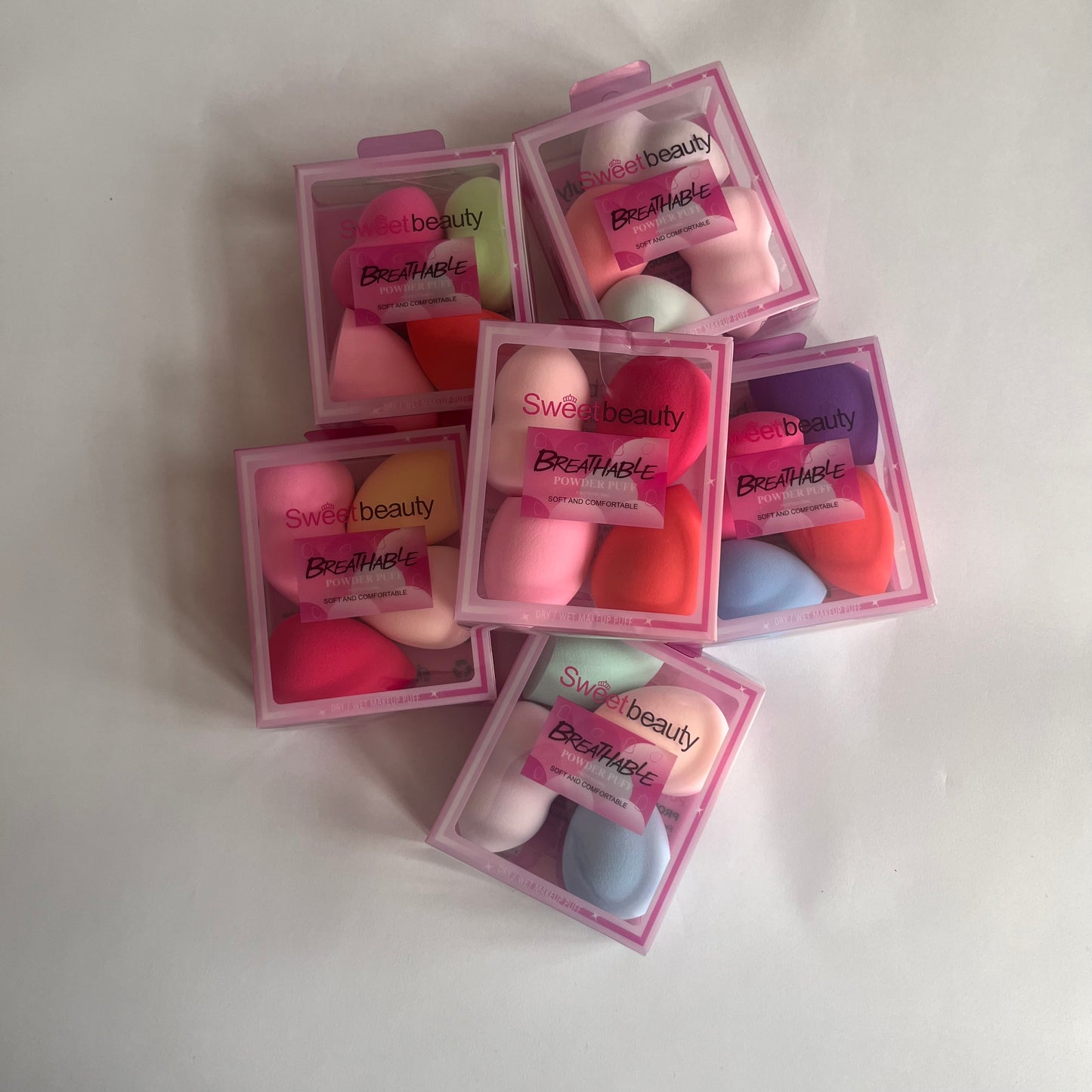 sweet beauty powder puff  بيوتي بلندر مجموعة ٤ قطع